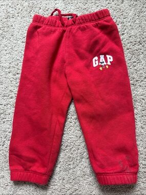 GAP Red Kids Sweatpants with Disney Mickey Graphic